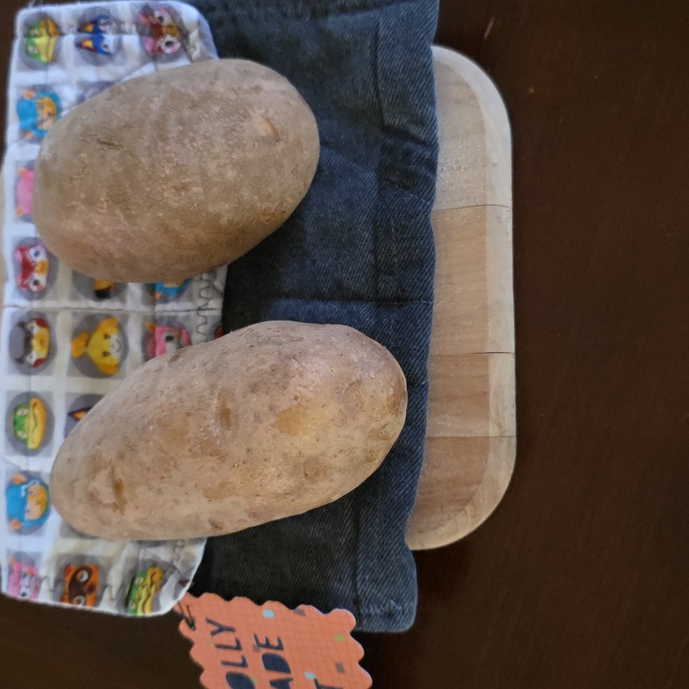 HAND CRAFTED Potato Pouch Microwave UPCYCLED Black Denim Animal Crossing 8 Inch